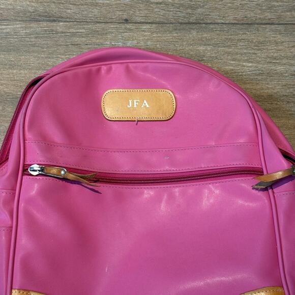 Jon Hart Pink Coated Canvas Genuine Leather Backpack Monogram Initials - Picture 2 of 8